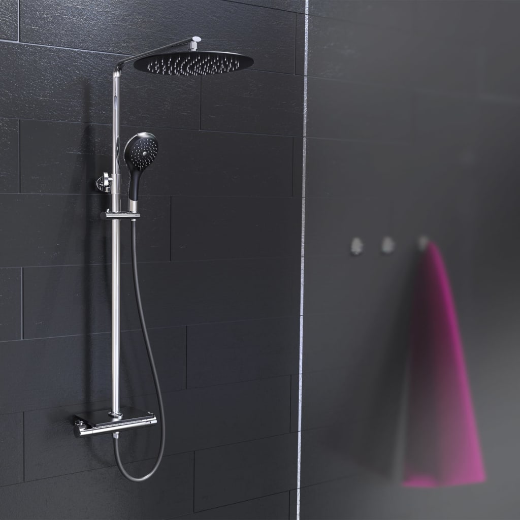 Ensemble de douche à tête Eisl Eisl avec thermostat Tap Grande Vita Chrome -zwart