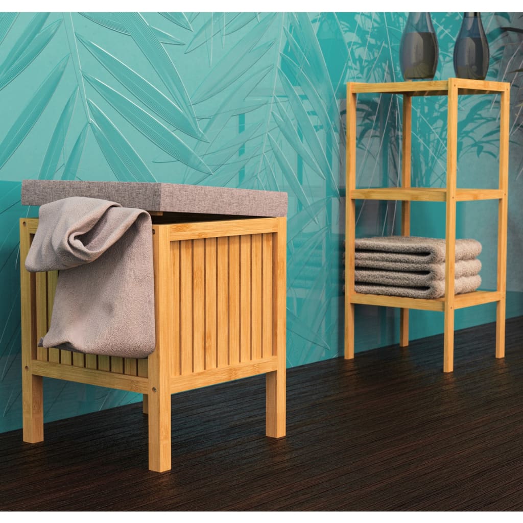 EISL EISL Panier à linge 2-en-1 avec coussin de siège 39x39x52,5 cm de bambou