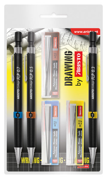Aristo Aristo AR-23559 Vulpotlodenet Set Set Set HB 0,35 0,5 0,7 mm avec marqueurs de crayon gratuit