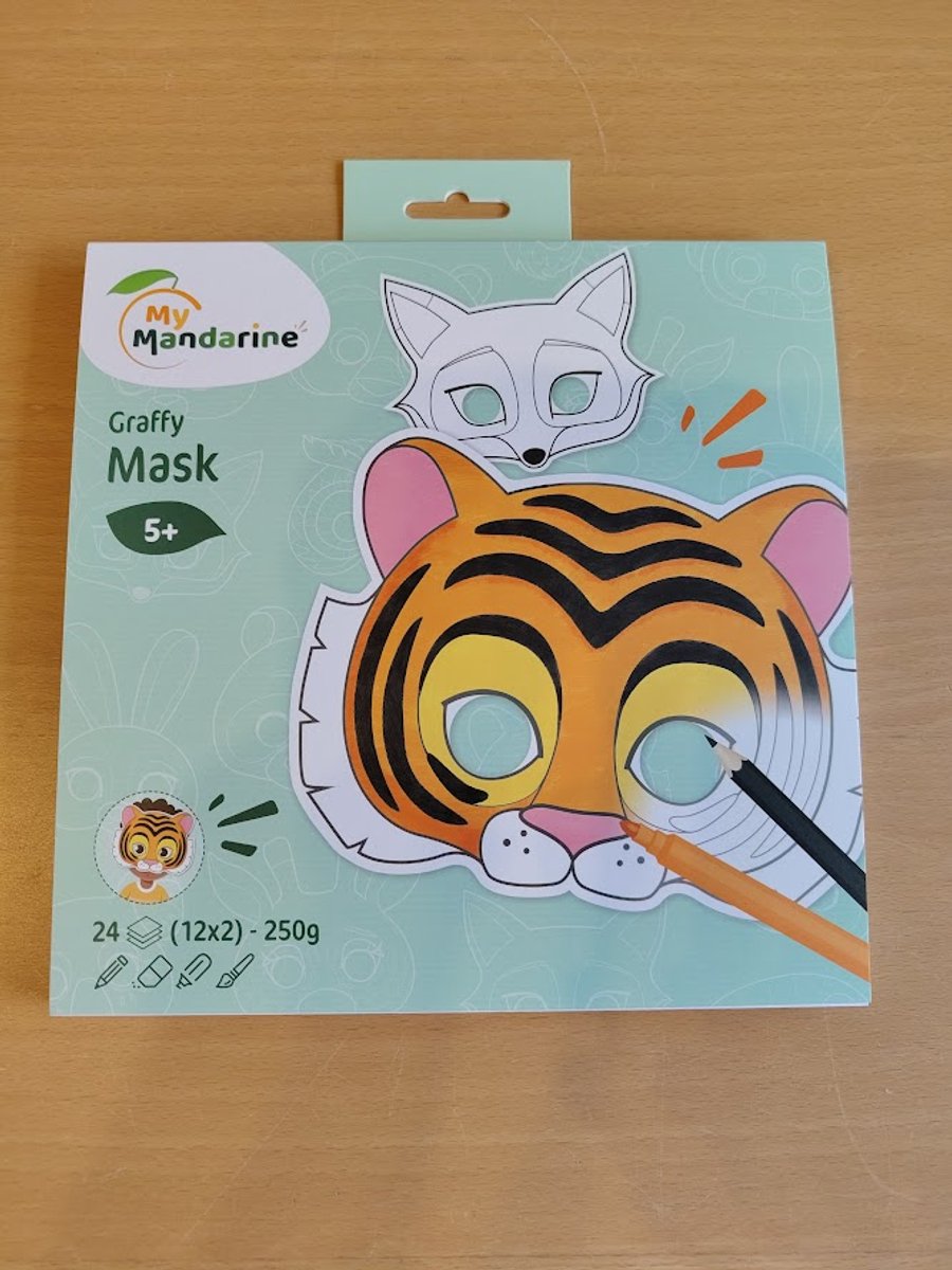Masques sans marque sans marque | animaux | carton | 21 x 20 cm | 24 pièces - masque pop graffiti à colorier