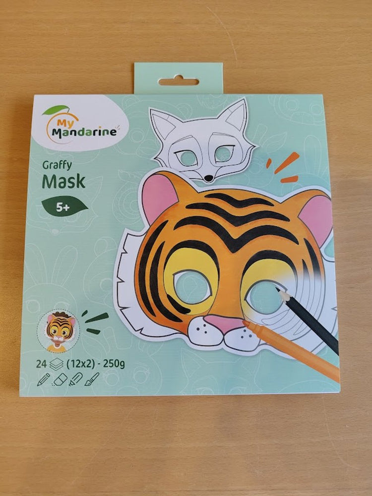 Masques sans marque sans marque | animaux | carton | 21 x 20 cm | 24 pièces - masque pop graffiti à colorier