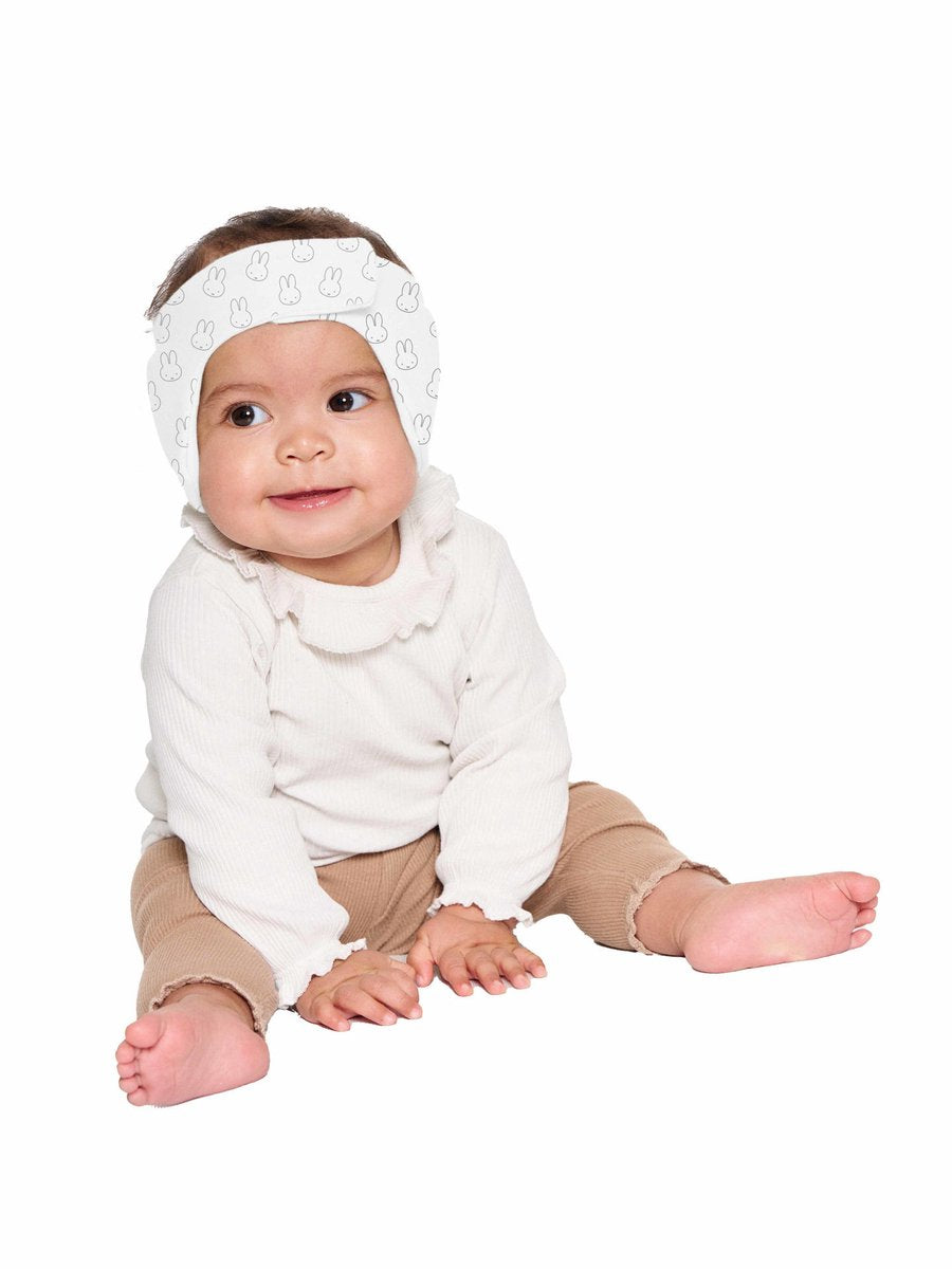 Dooky® Protection auditive bébé Dooky x Miffy - bandeau souple réglable - 0-6 mois - blanc - coton Oeko-Tex - léger confortable