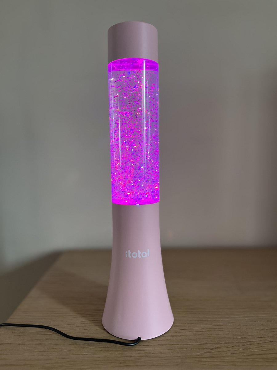 Lampe à lave LED Itotal - rose pastel - paillettes