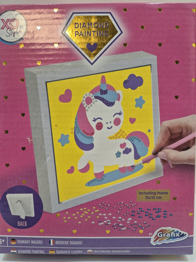 Peinture diamant Grafix pour enfants - Licorne - avec cadre - 15x15 cm - à partir de 6 ans