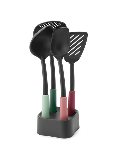 Brabantia savoureux+ ensemble d'ustensiles de cuisine avec support - 4 pièces - couleurs mélangées