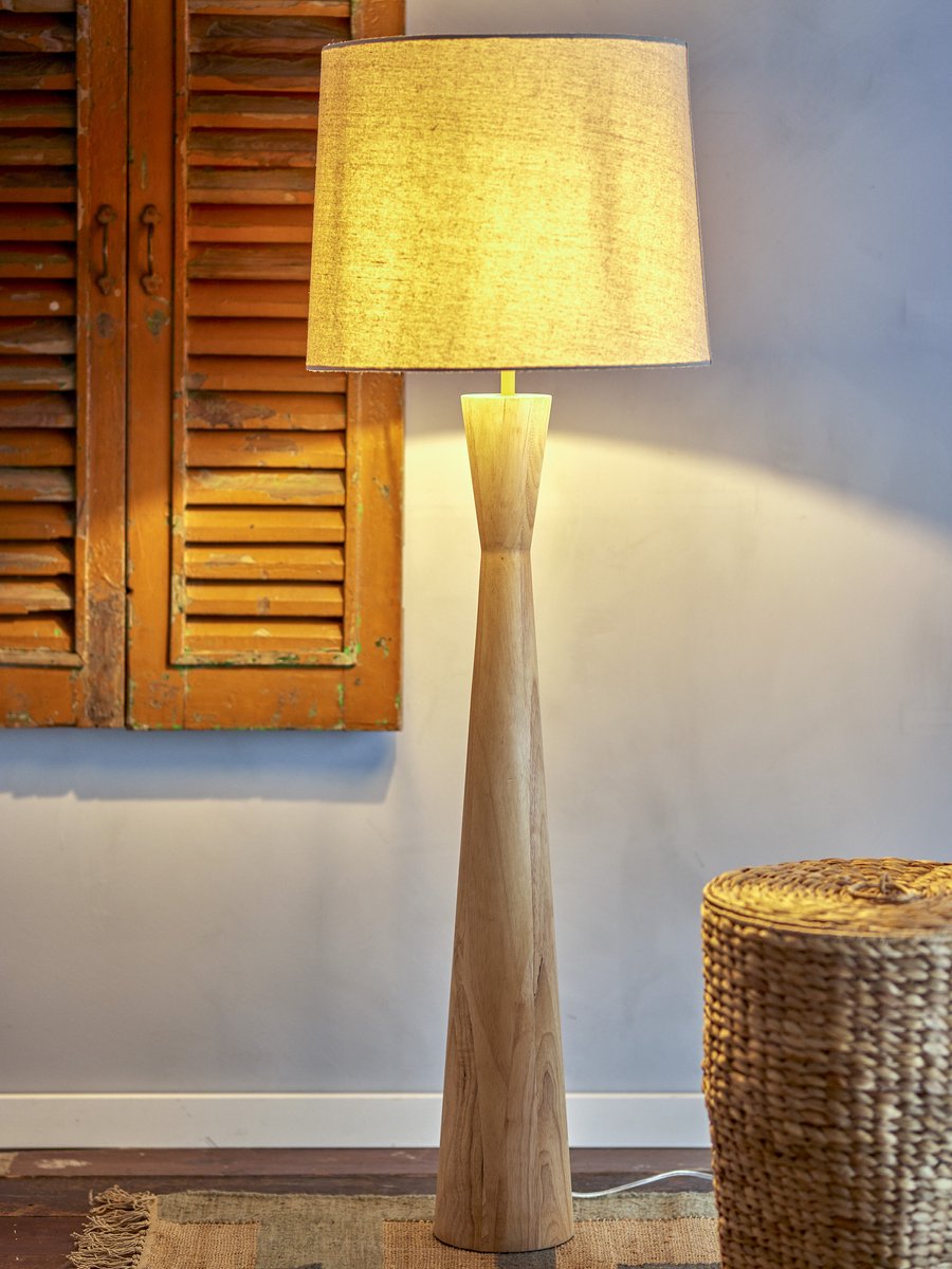 The creative collection creative collection - lampadaire Leonor - beige - bois d'hévéa