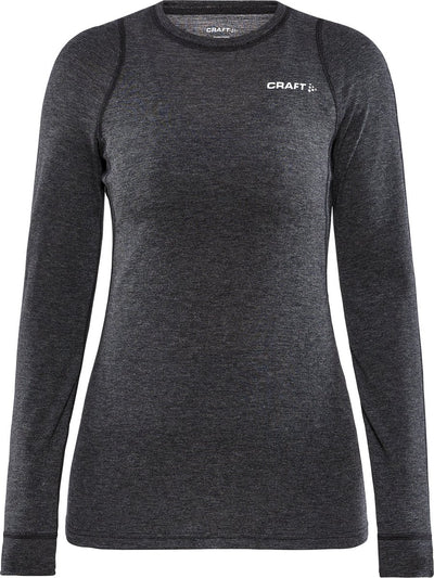 Craft - core laine mérinos ls tee - chemise thermique - femme - noir - s