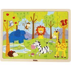 Viga puzzles en bois, animaux de safari, dim. 30x22,5 cm, 24 pièces, 1 pièce