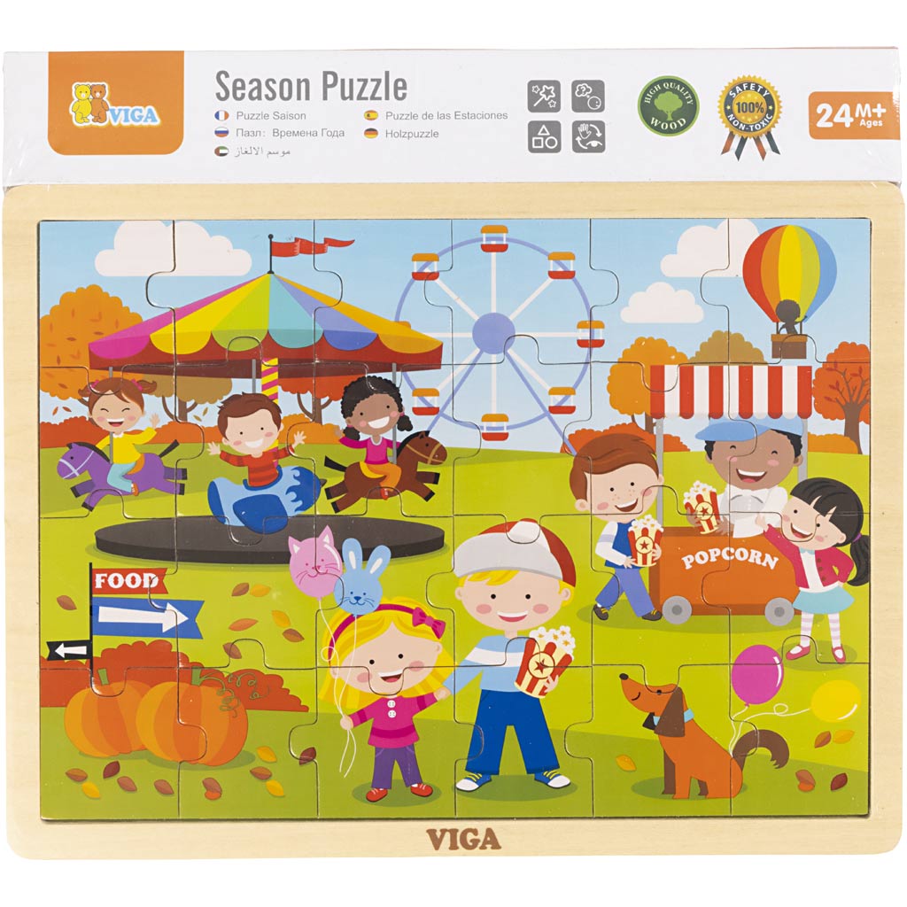 Viga seasons puzzle en bois, les saisons, automne, dim. 30x22,5 cm, 24 pièces, 1 pièce