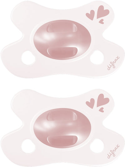 Sucette naturelle Difrax - nouveau-né - coeur - rose clair - 2 pièces