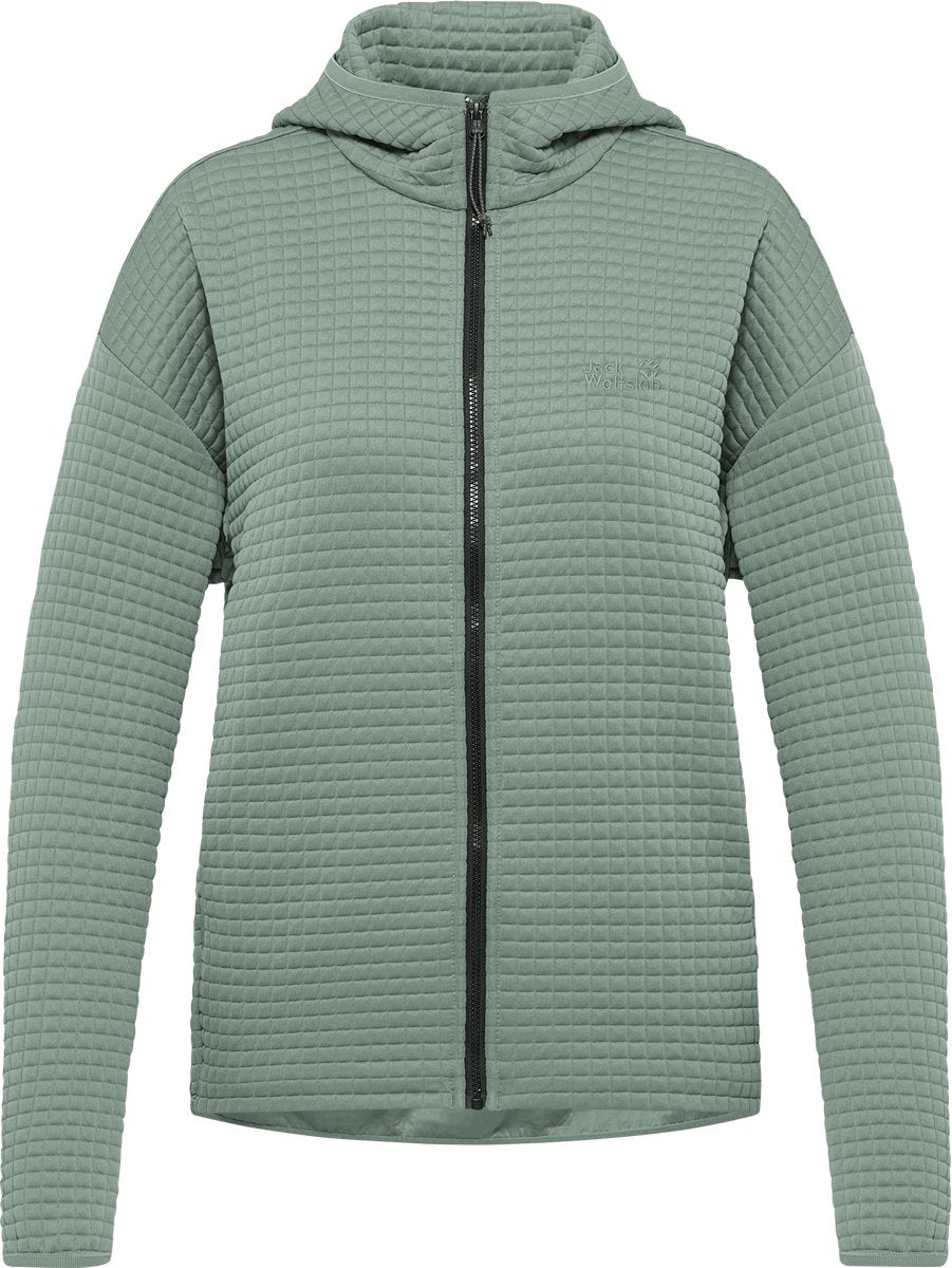 Jack wolfskin mogari hooded fz w veste outdoor femme - vert zinnia