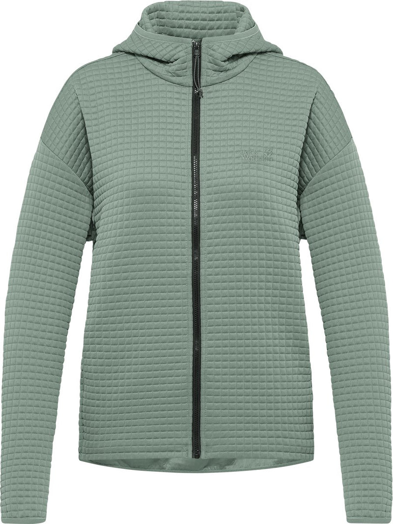 Jack wolfskin mogari hooded fz w veste outdoor femme - vert zinnia