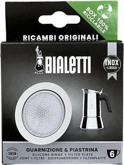 Plaque filtrante Bialetti + anneau en silicone – convient pour percolateurs 6 tasses en acier inoxydable – pièce de rechange d'origine