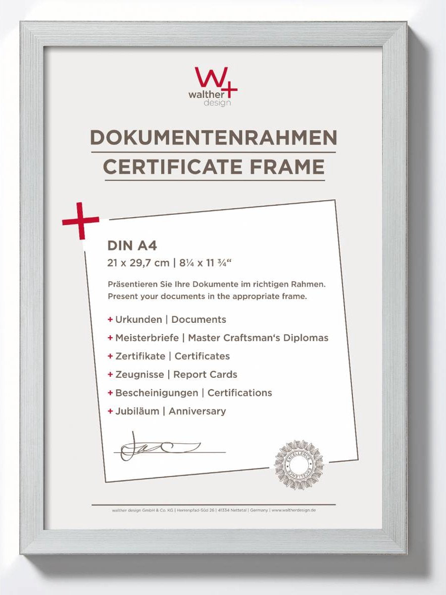 Construction Walther - cadre photo - format photo 21x29,7 cm (din A4) - argent