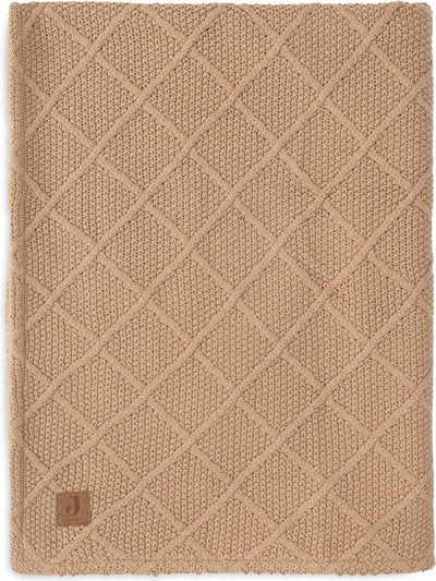 Jollein - couverture de berceau 75x100cm - couverture de berceau, couverture de berceau, couverture de bébé - polaire en peluche biscuit tricoté à carreaux
