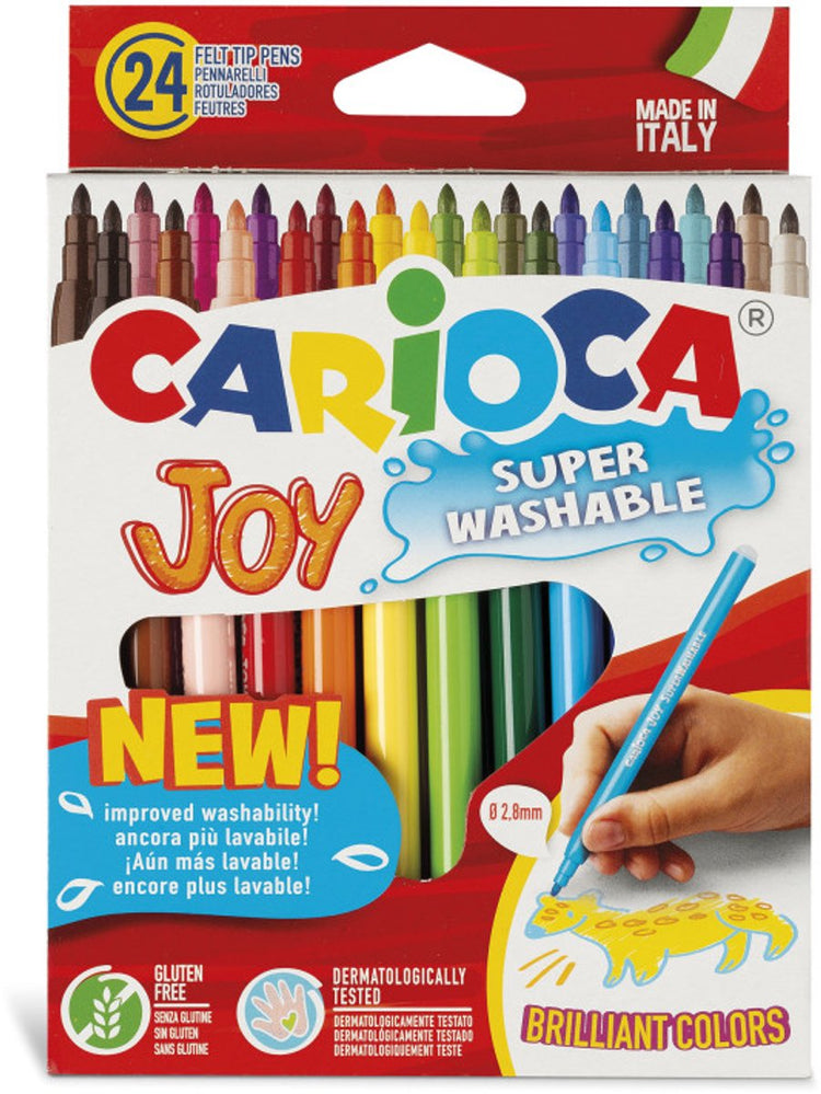 Marqueurs joie Carioca - 24 couleurs - pointe maxi 6 mm - lavables - marqueurs à colorier pour enfants