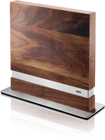 Gefu enno bloc à couteaux magnétique 25 x 9 x 25,6 cm – bois de noyer et acier inoxydable