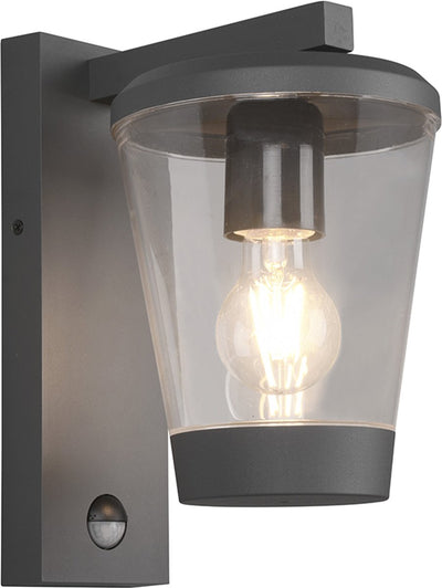 Trio cavado - applique - anthracite - excl. 1x e27 4w - détecteur de mouvement - éclairage extérieur - ip44