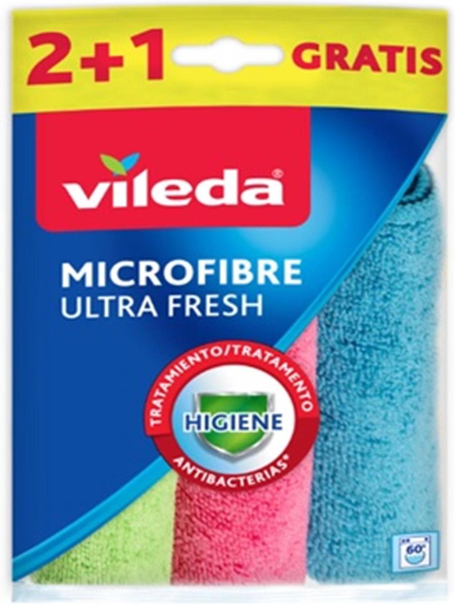 Vileda - chiffon microfibre ultra frais - antibactérien - 3 pièces