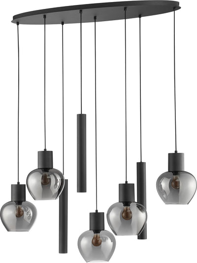 Brilliant ligari - suspension - 8 lumières - ovale 126 cm - e27 max 5x20w gu10 max 3x10w - fumée noire