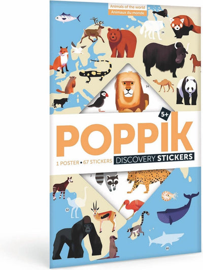 Affiche autocollante Poppik éducative - [ - découverte] animaux du monde - à partir de 6 ans