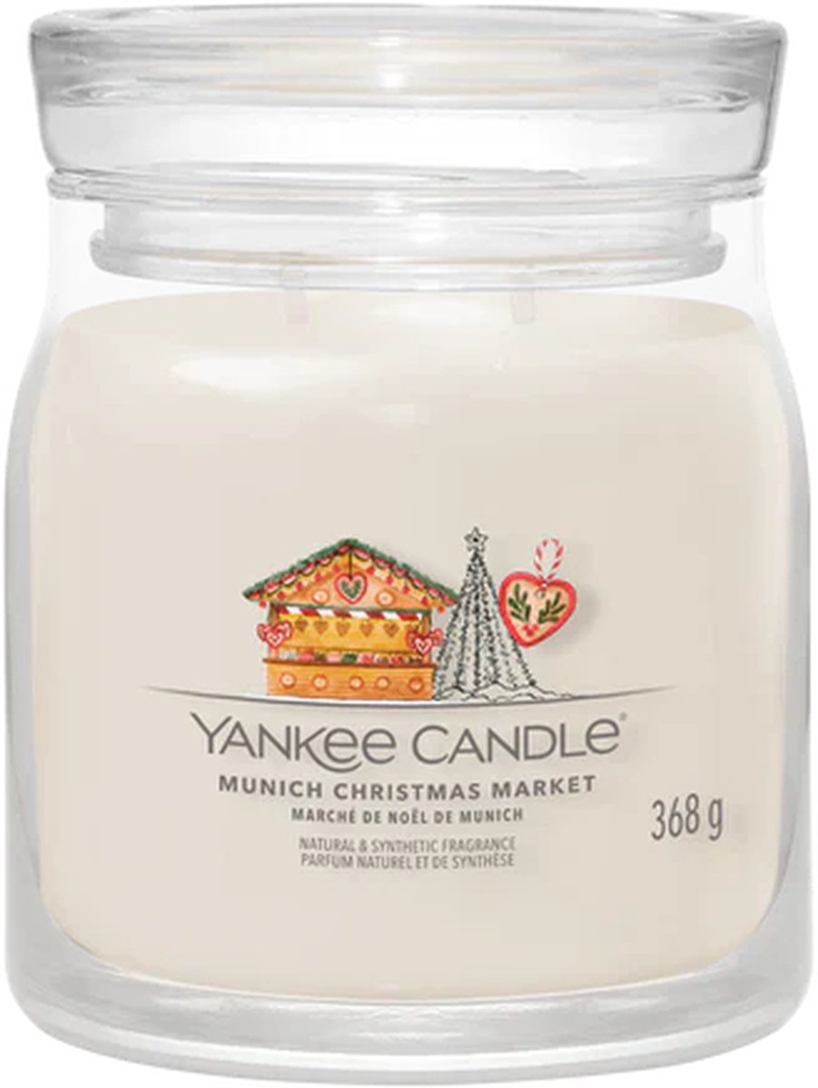 Bougie Yankee - Bougie parfumée moyenne marché de Noël de Munich - 50 heures de combustion - 2 mèches