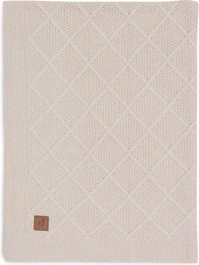 Jollein - couverture de berceau 100x150cm - couverture bébé - tricot à carreaux flocons d'avoine