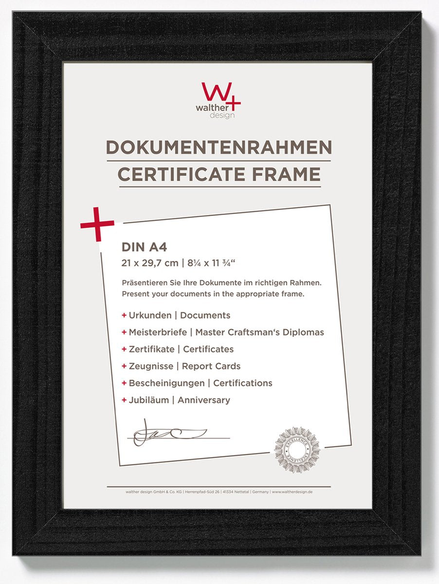 Walther home - cadre en bois - format photo 21x29,7 cm (din A4) - noir