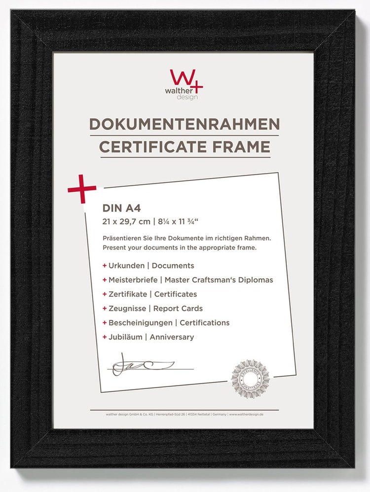 Walther home - cadre en bois - format photo 21x29,7 cm (din A4) - noir