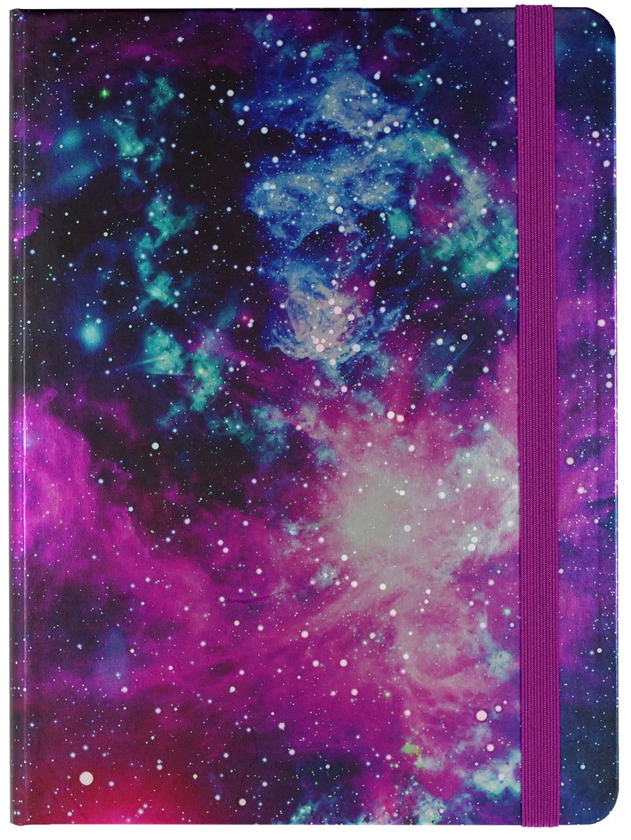 Carnet Peter Pauper taille moyenne - galaxie - avec fermeture élastique - 16x21 cm