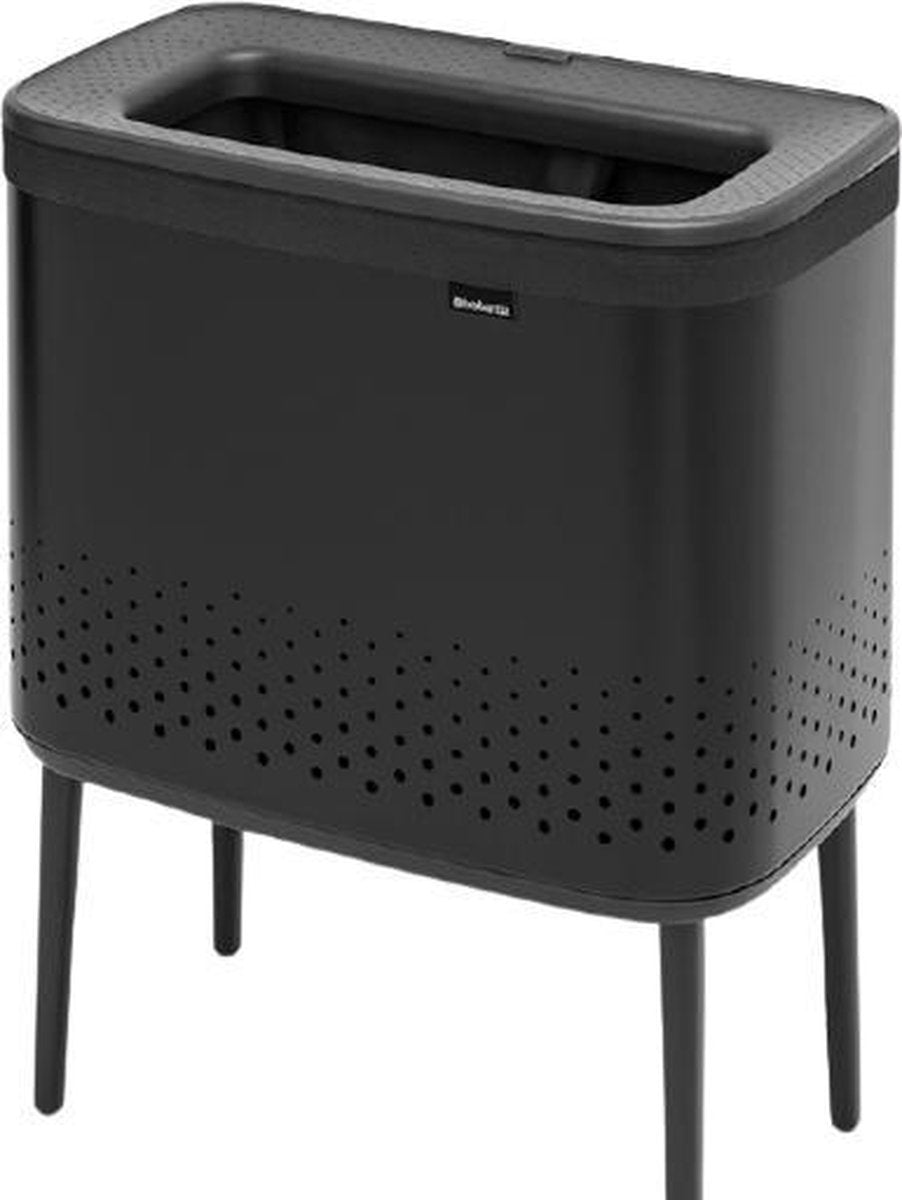 Brabantia bo panier à linge - avec couvercle - 60 l - noir mat