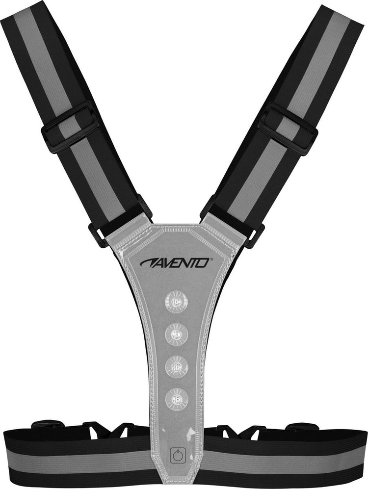 Gilet de sécurité de course Avento - réfléchissant - LED + batterie - noir