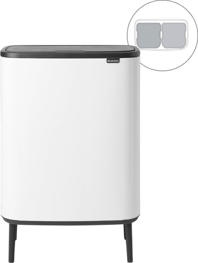 Brabantia bo touch bin hi poubelle - 2 x 30 litres - tri des déchets - blanc