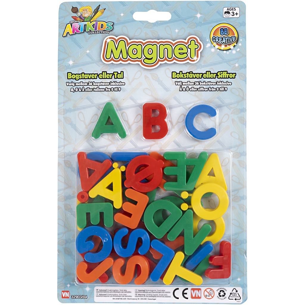 Lettres magnétiques, 36 pièces 1 boîte