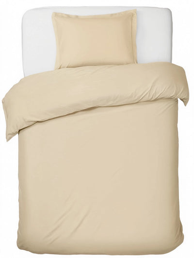 Faire taire. housse de couette living hush living - 100% coton - 144 fils - flexible et respirante - 140x220+20cm - taie d'oreiller 60x70cm - avec boucles de montage - sable