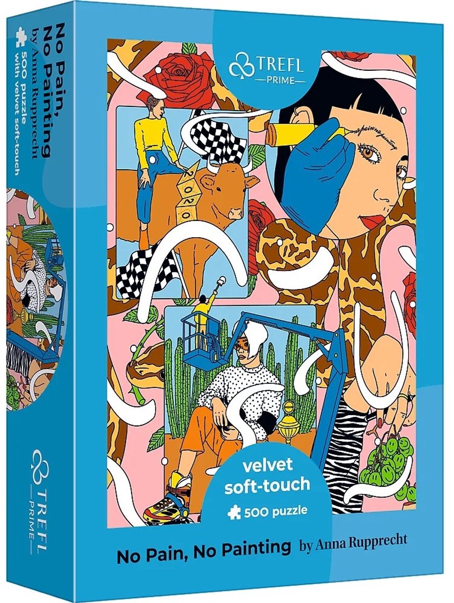 Série Trefl Velvet Soft Touch - Puzzle de 500 pièces - Pas de douleur, pas de peinture - Kolaż moderniste - avec affiche A4