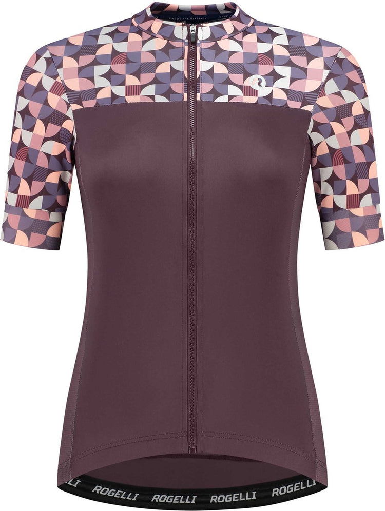 Rogelli chemise de cyclisme graphique essentiel - manches courtes - femme - bordeaux - taille l