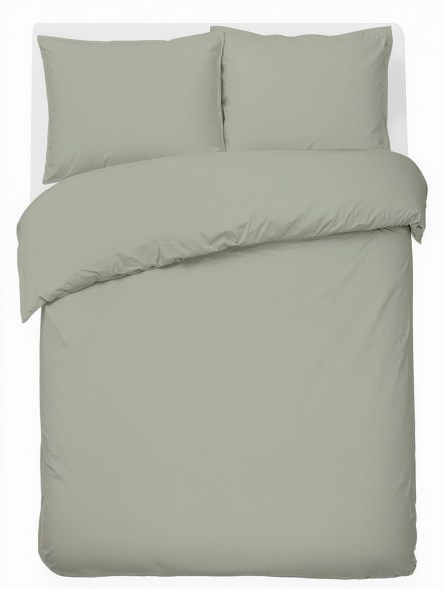 Faire taire. Living Hush Living housse de couette percale - 100 % coton - 200 fils - extra frais et frais - solide et durable - 200x220+20cm - 2 x taies d'oreiller 60x70cm - avec boucles de montage - vert clair