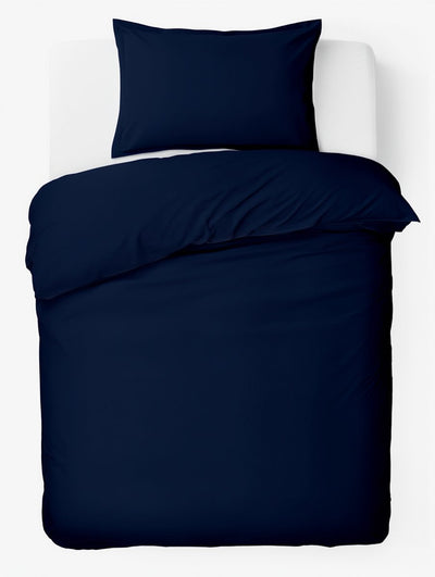 Faire taire. Living Hush Living housse de couette percale - 100 % coton - 200 fils - extra frais et frais - solide et durable - 140x220+20cm - taie d'oreiller 60x70cm - avec boucles de montage - marine