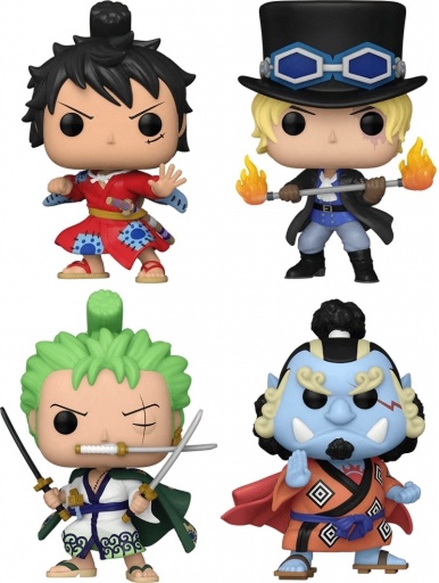 Funko-pop ! Pack de 4 : animation : One Piece - Luffytaro Sabo Roronoa Zoro Jinbe (brille dans le noir) (exclusivité Gamestop)
