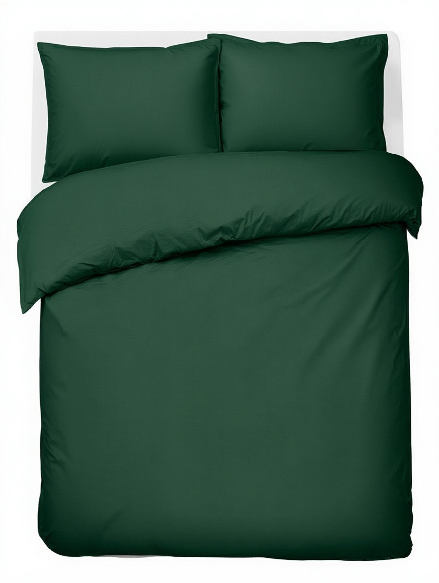 Faire taire. housse de couette Living Hush Living - 100 % coton - 144 fils - flexible et respirante - 200x220+20 cm - 2 taies d'oreiller 60x70 cm - avec boucles de montage - vert foncé