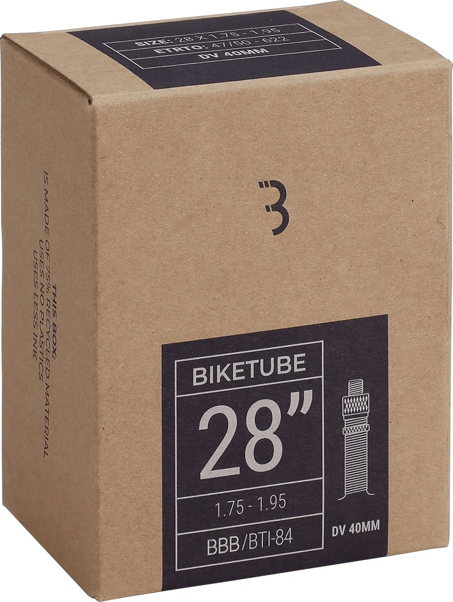 Bbb cycling - chambre à air vélo de ville 28 pouces - valve Dunlop 40 mm - convient à la taille des pneus : 47 50-622 - pneu de vélo biketube - bti-84