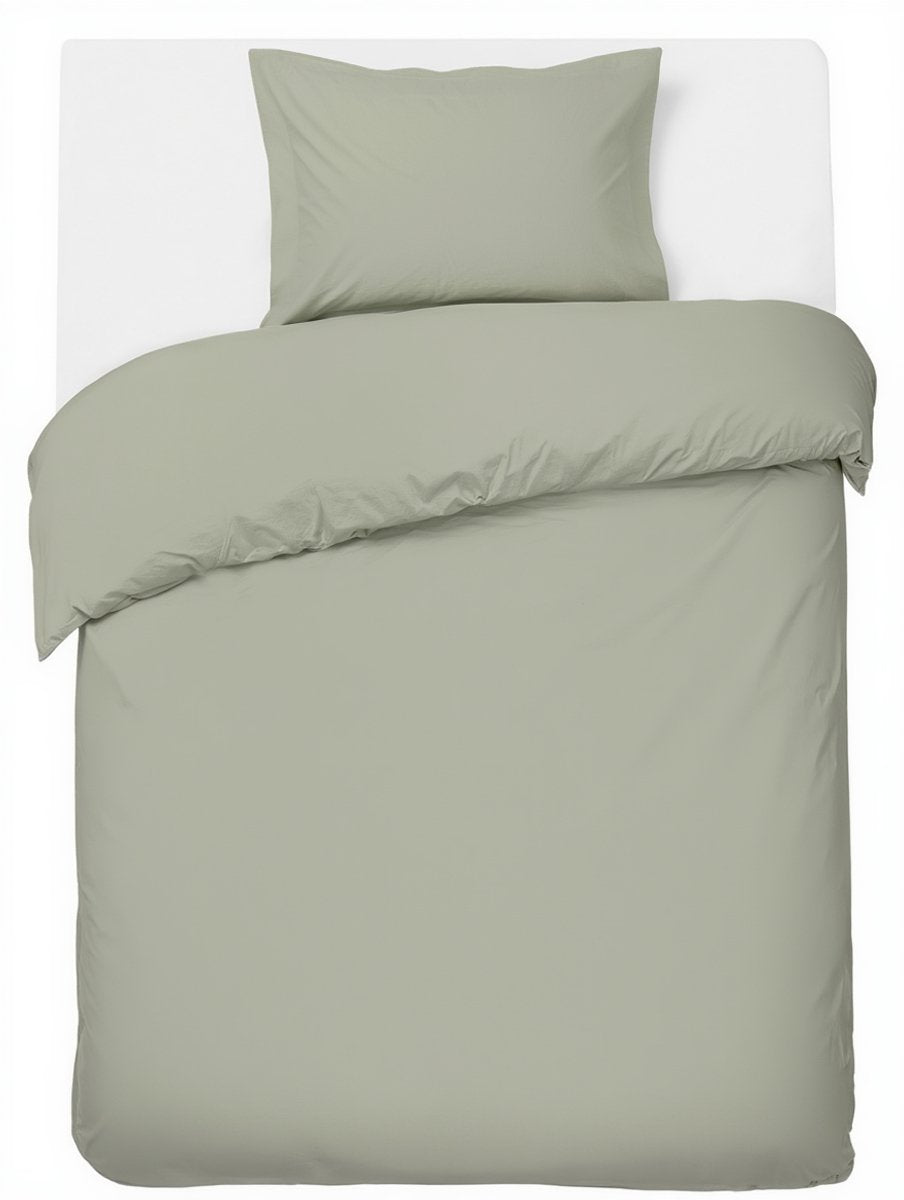 Faire taire. Living Hush Living housse de couette percale - 100 % coton - 200 fils - extra frais et frais - solide et durable - 140x220+20cm - taie d'oreiller 60x70cm - avec boucles de montage - vert clair