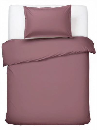 Faire taire. housse de couette living hush living - 100% coton - 144 fils - flexible et respirante - 140x220+20cm - taie d'oreiller 60x70cm - avec boucles de montage - bordeaux