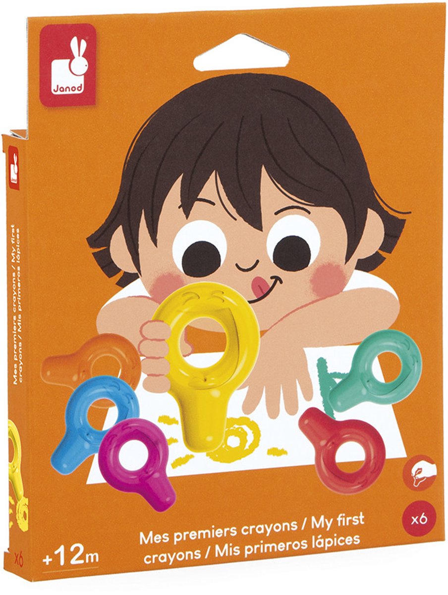 Janod - colo - mes premiers crayons - lot de 6 couleurs différentes