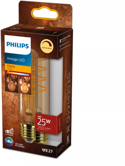 Philips LED Philips Vintage LED - lampe à intensité variable - 25W - lumière blanc très chaud : 1800K - culot E27 - verre ambré - forme de lampe : T32