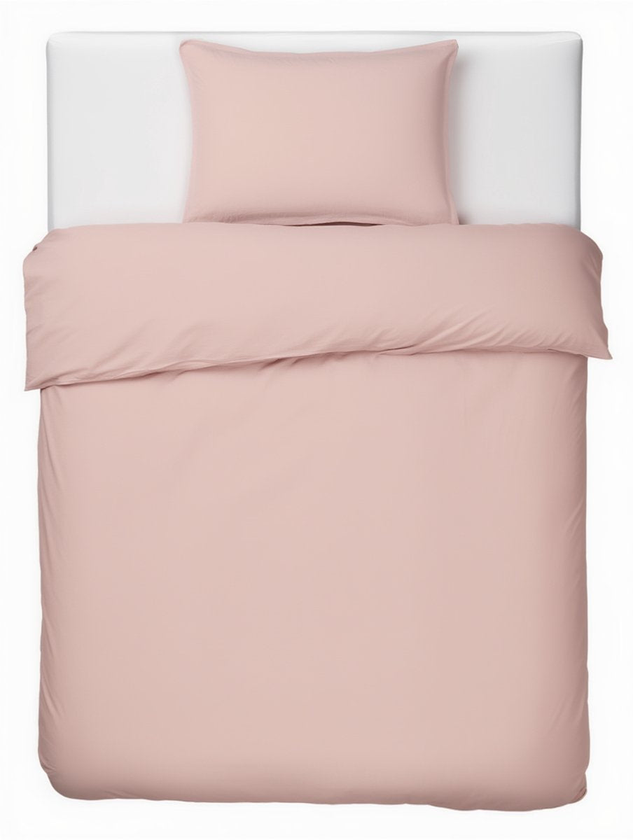 Faire taire. Living Hush Living housse de couette percale - 100% coton - 200 fils - extra frais et frais - solide et durable - 140x220+20cm - taie d'oreiller 60x70cm - avec boucles de montage - vieux rose