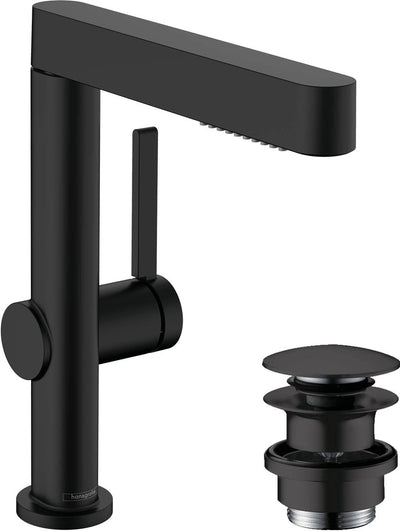 Hansgrohe finoris - robinet de lavabo - avec bouchon de vidange - 230 mm - douchette extractible - 2 fonctions jet - noir mat
