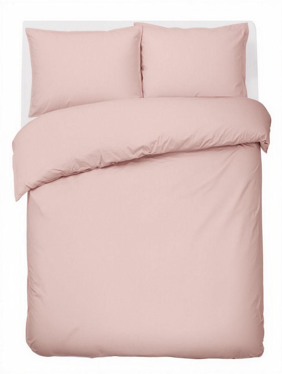 Faire taire. Living Hush Living housse de couette percale - 100% coton - 200 fils - extra frais et frais - solide et durable - 240x220+20cm - 2 x taies d'oreiller 60x70cm - avec boucles de montage - vieux rose