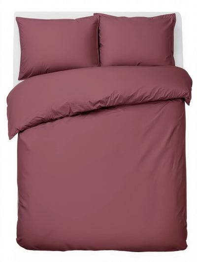 Faire taire. housse de couette living hush living - 100% coton - 144 fils - flexible et respirante - 240x220+20cm - 2 taies d'oreiller 60x70cm - avec boucles de montage - bordeaux